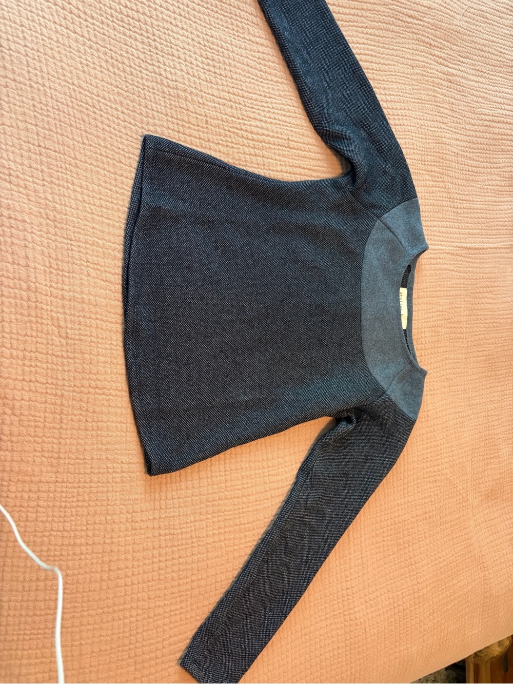Crew Neck Dark Gray Women’s Sweater with Contrast Yoke